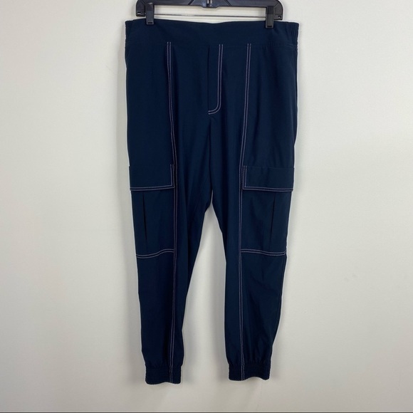 Athleta Navy Blue Cargo Joggers Athletic Activewear Y2k Hiking Sporty Pants - Picture 1 of 9